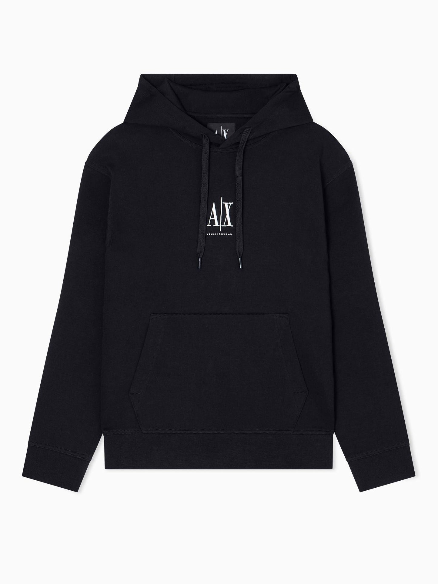 Armani Exchange felpa nera elegante con cappuccio da uomo con logo ricamato