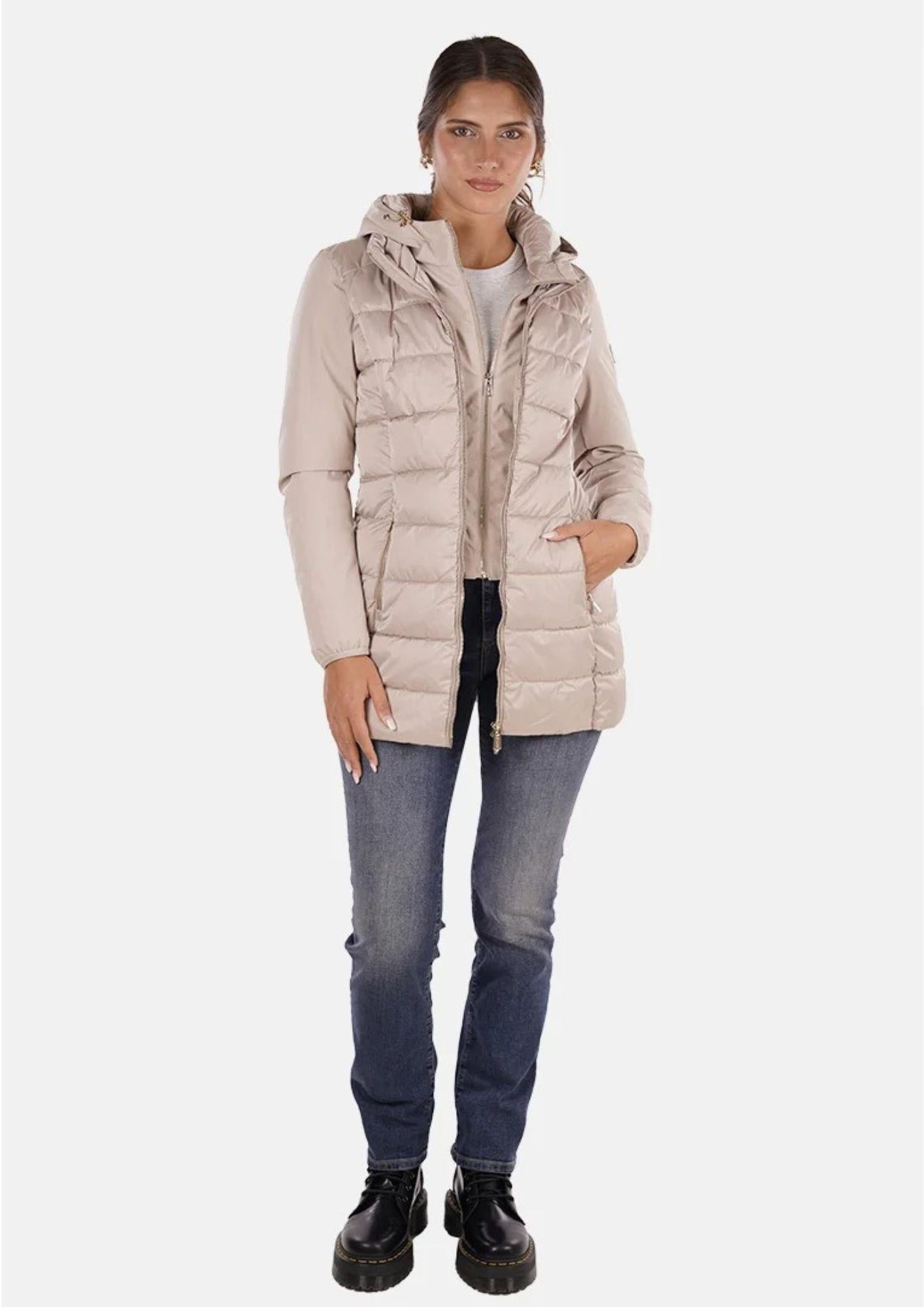 Yes Zee Giacca Lunga Donna Beige