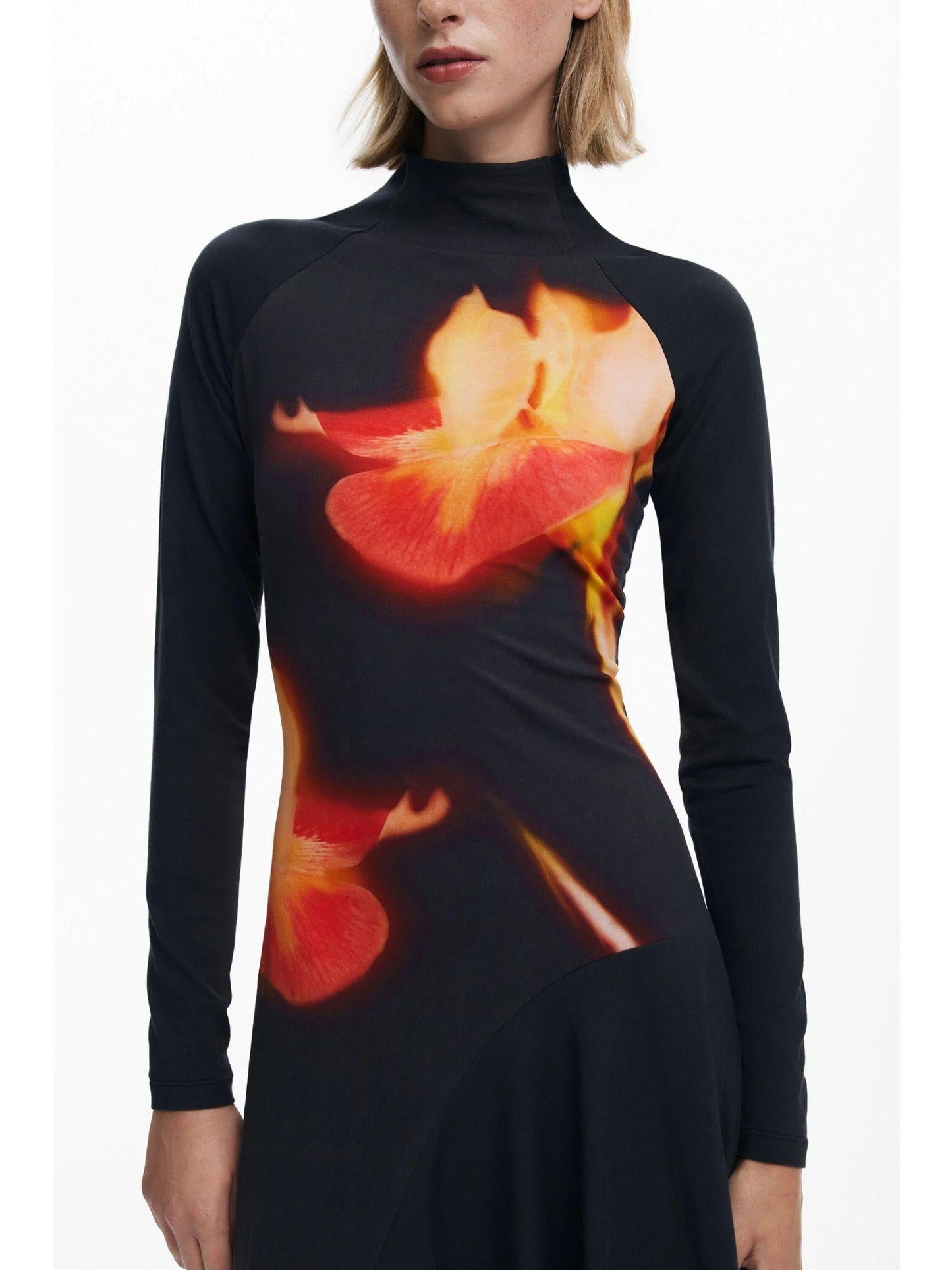 Desigual Abito aderente asimmetrico Donna Nero