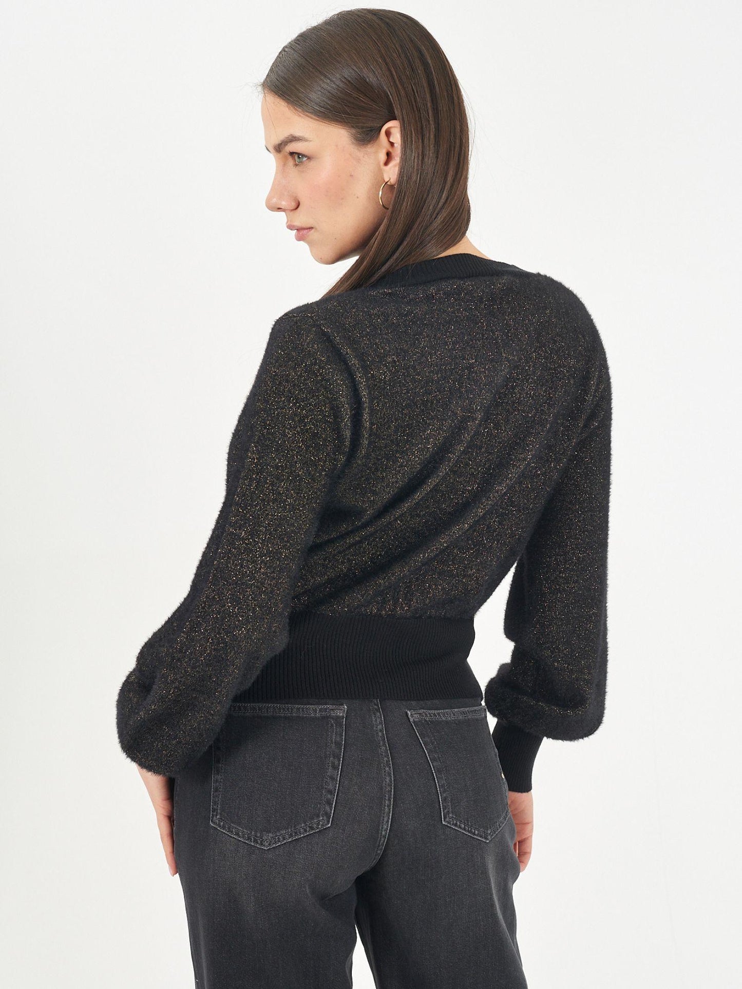 Yes Zee Cardigan Corto Donna Nero