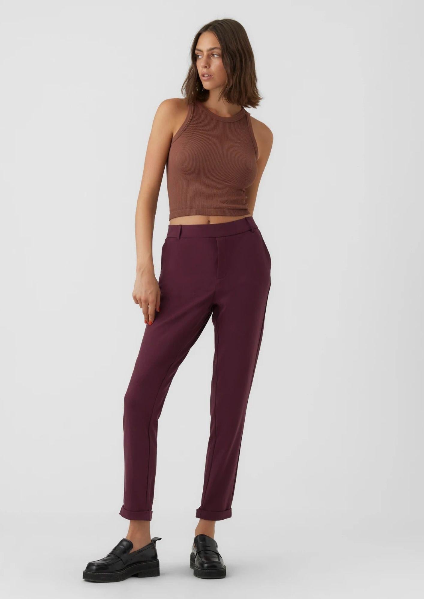 Vero Moda Pantaloni Donna Maya A Vita Media Viola