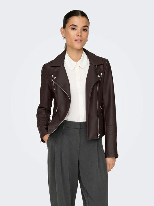 Only Giacca in Finta Pelle Donna Gemma Chocolate Torte