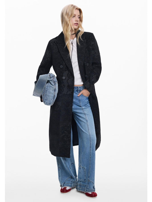 Desigual Cappotto nero a trama Donna
