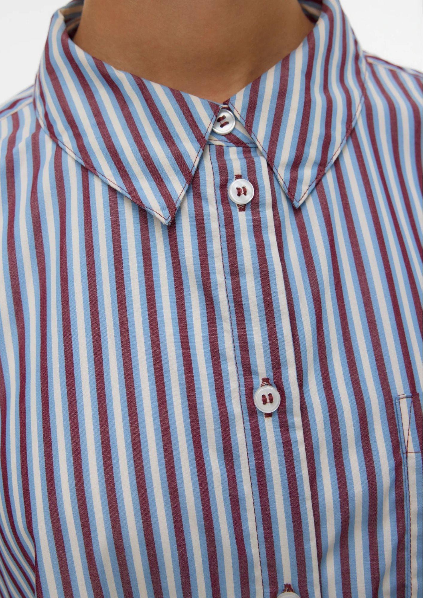 Aware Camicia Donna Parina Azzurra A Righe Bordeaux E Bianche