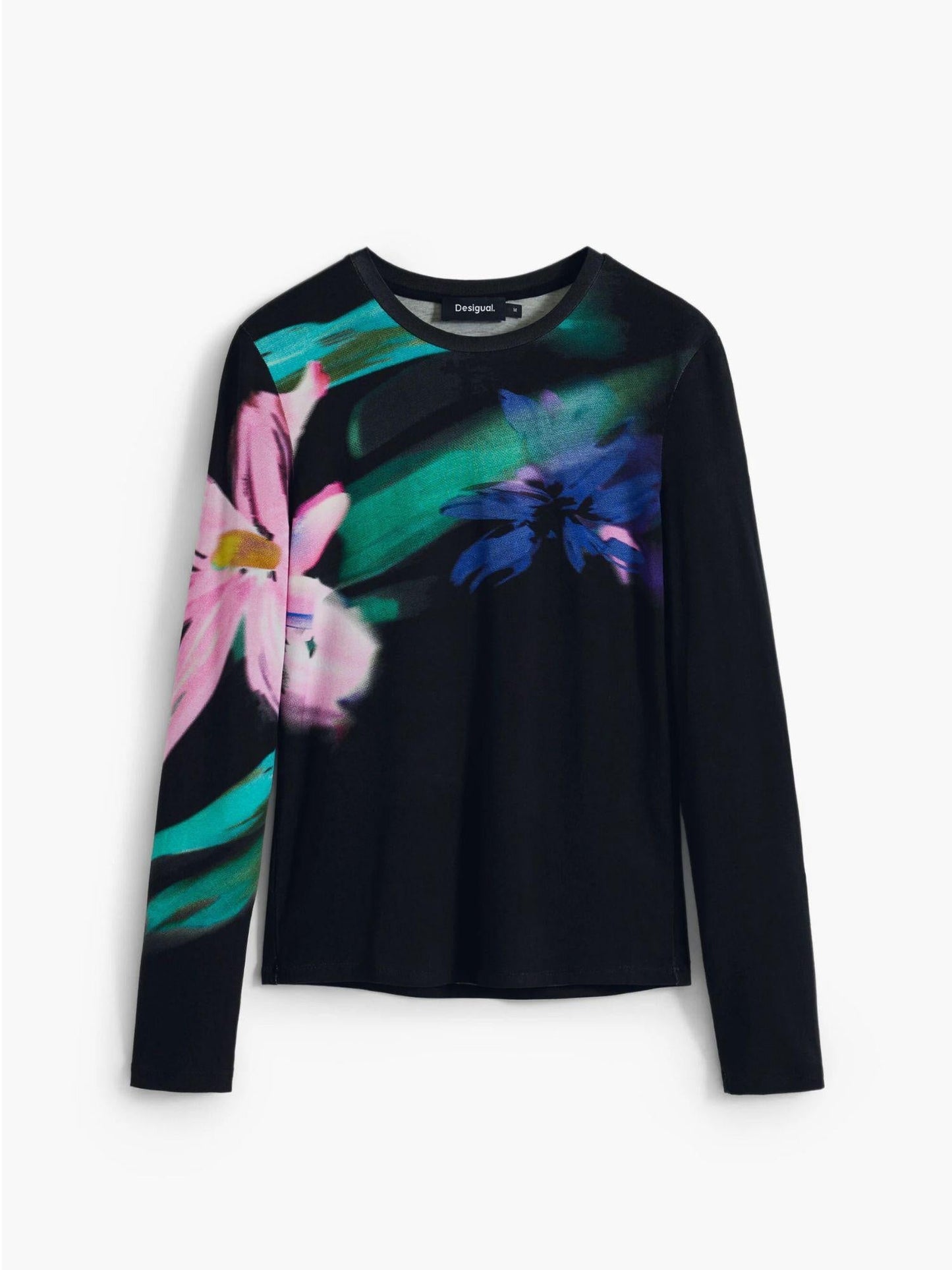 Desigual Maglietta a maniche lunghe con fiori Donna Nero