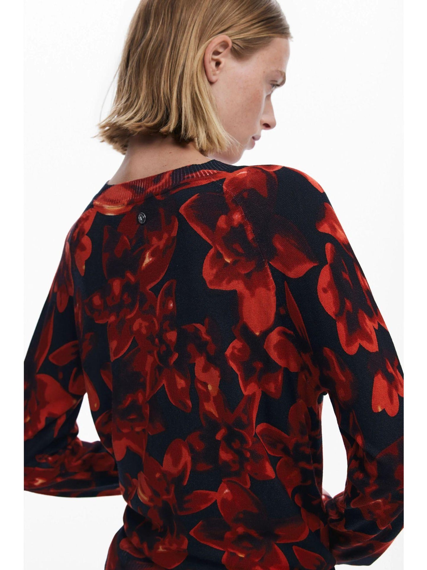 Desigual Maglione leggero a fiori Donna Nero
