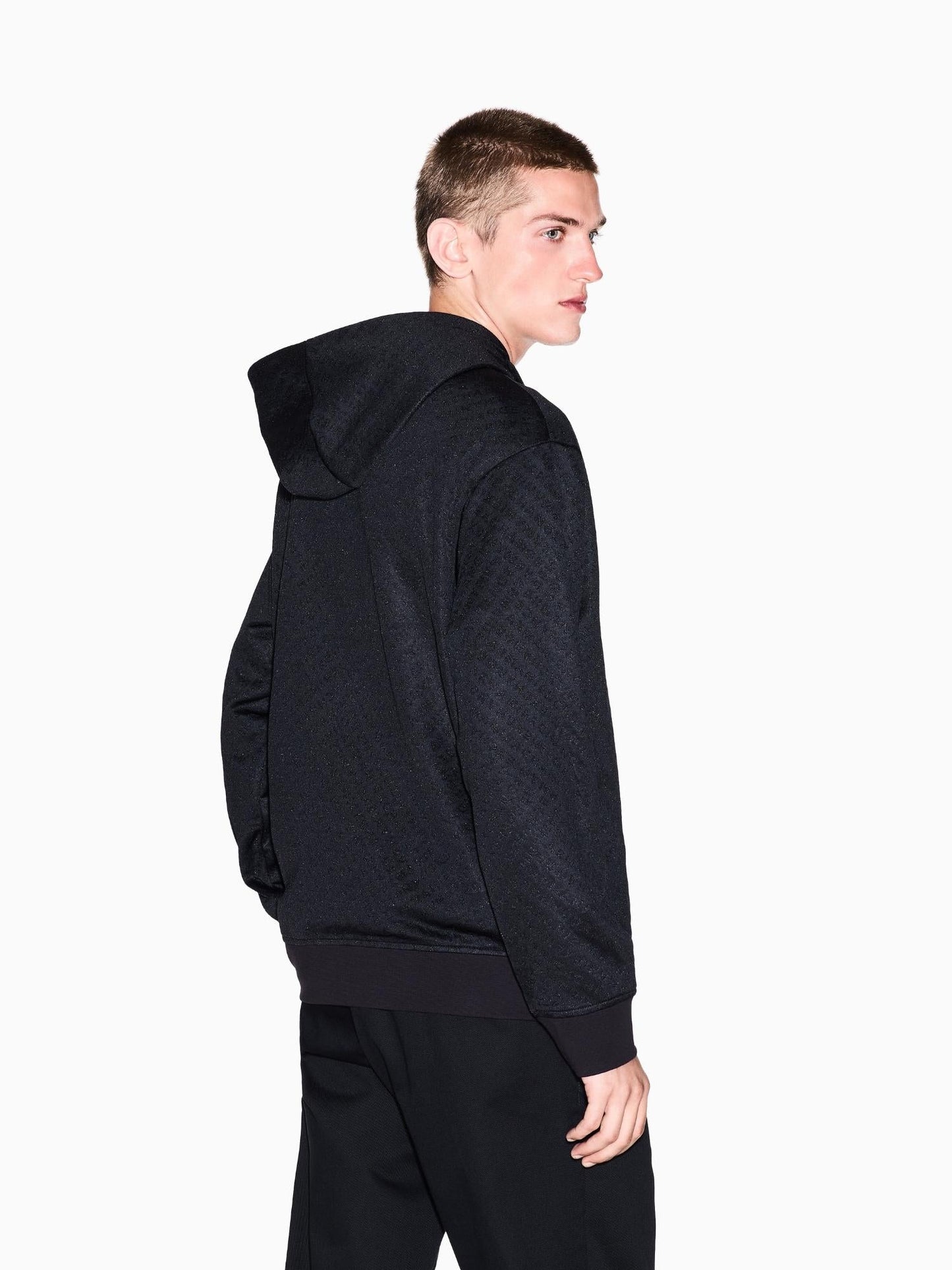 Armani Exchange Felpa Uomo con cappuccio micro texture Nero