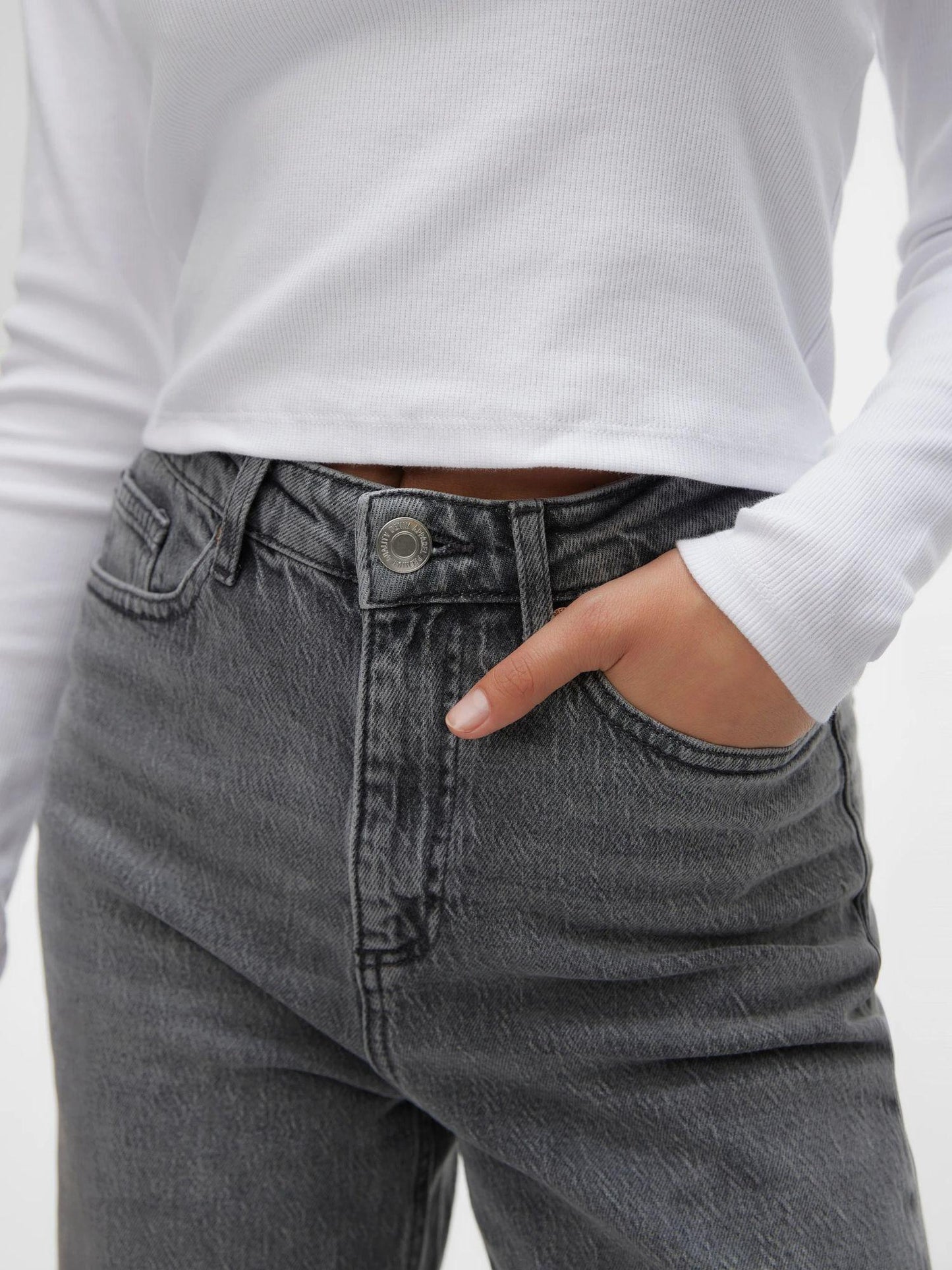 Vero Moda Jeans Donna Tessa A Vita Alta Wide Fit Medium Grey Denim