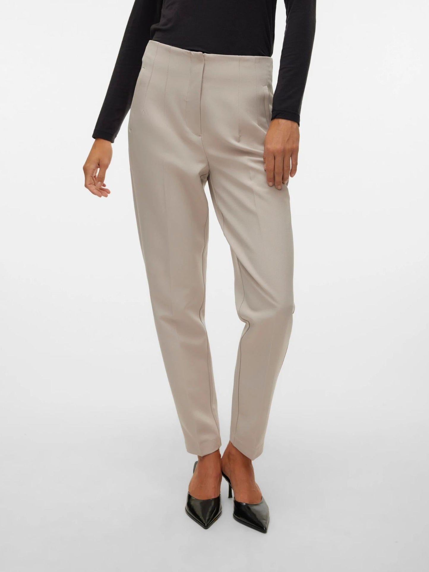 Vero Moda Pantaloni Donna Lina A Vita Alta Silver Cloud