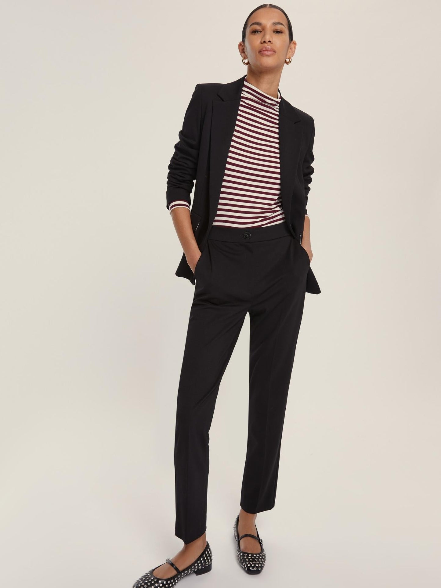 Emme Marella Pantalone Donna a sigaretta in jersey Chinos Nero