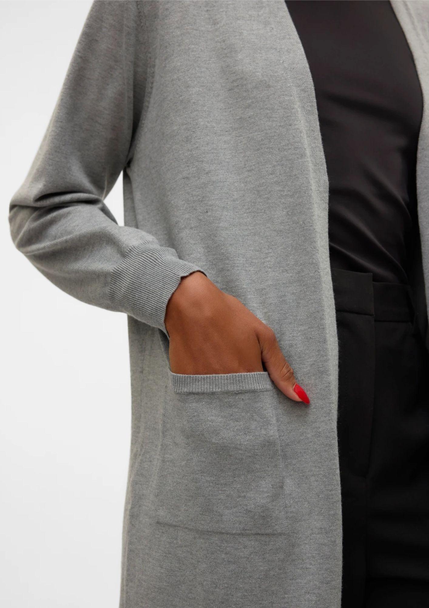 Vero Moda Cardigan Lungo Donna Silje Grigio Medio