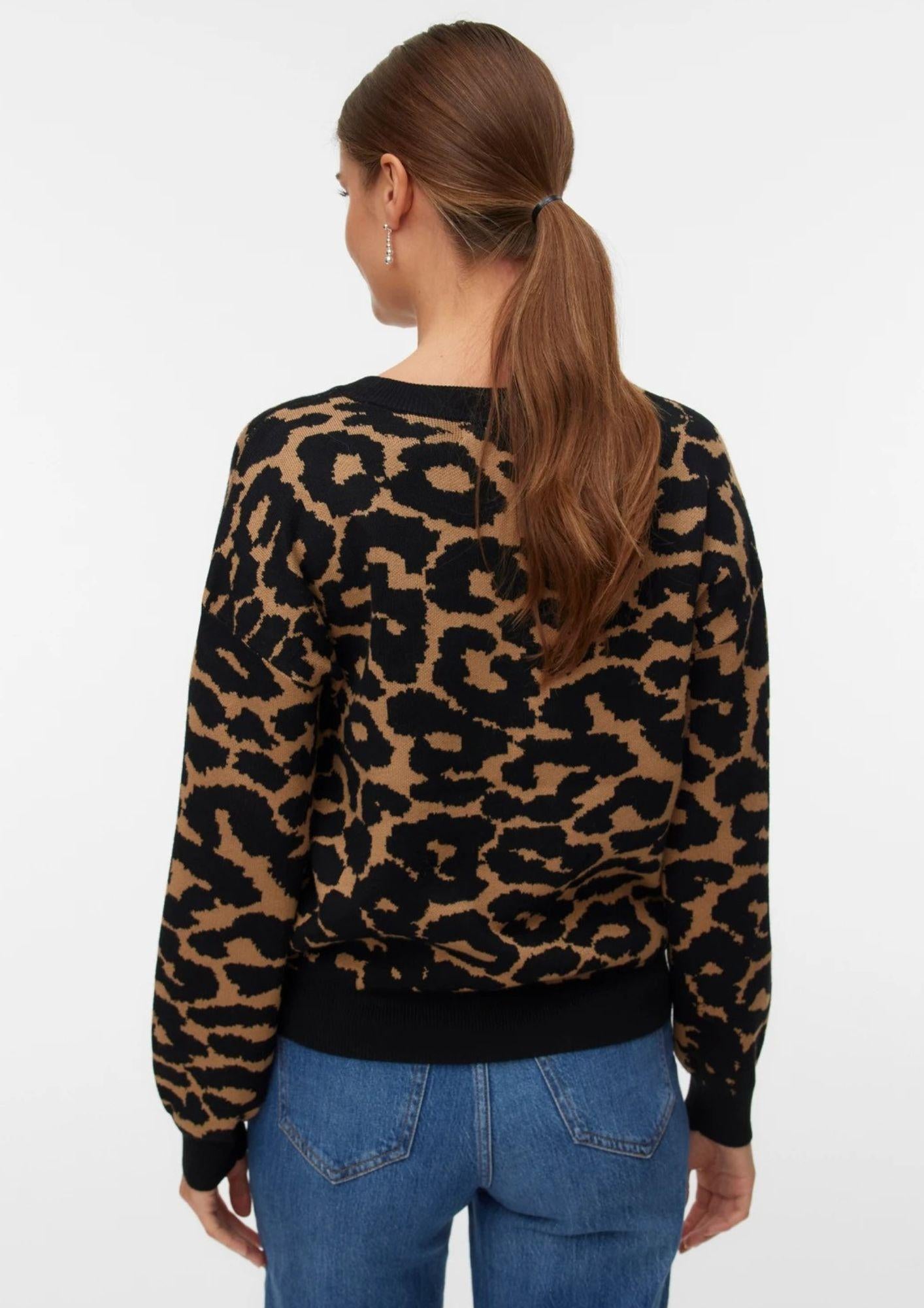 Vero Moda Pullover Donna Siljeanimal Marrone Animalier
