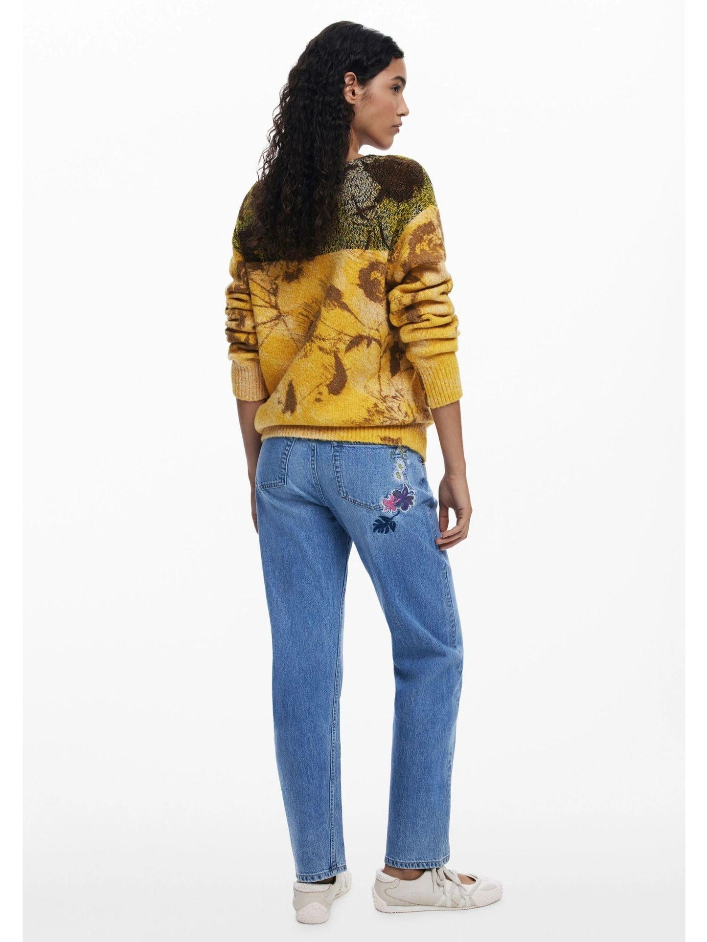 Desigual Maglione jacquard a fiori Donna Giallo