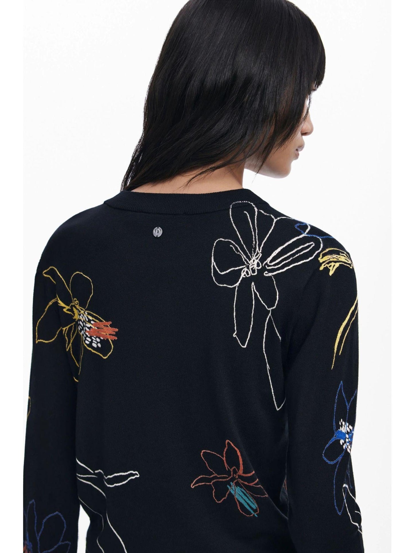 Desigual Maglione leggero con tratti floreali Donna Nero