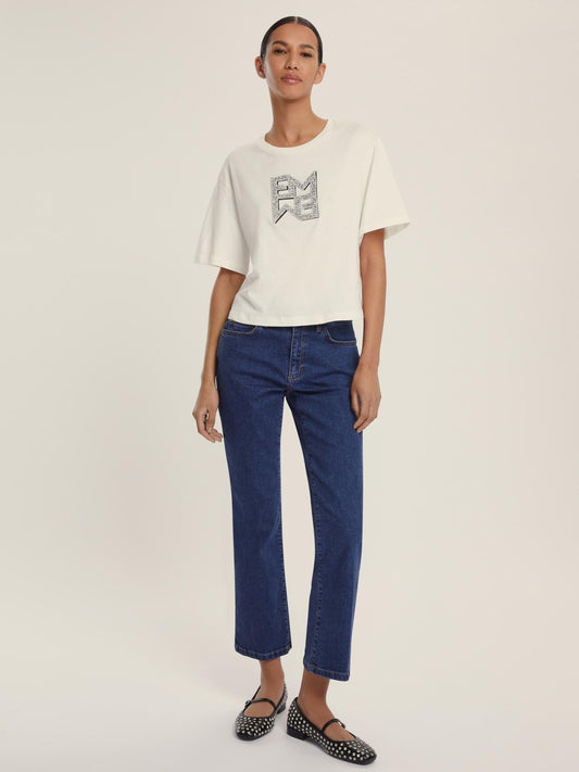 Emme Marella Jeans flare aderente cropped Donna Ibisco Blu