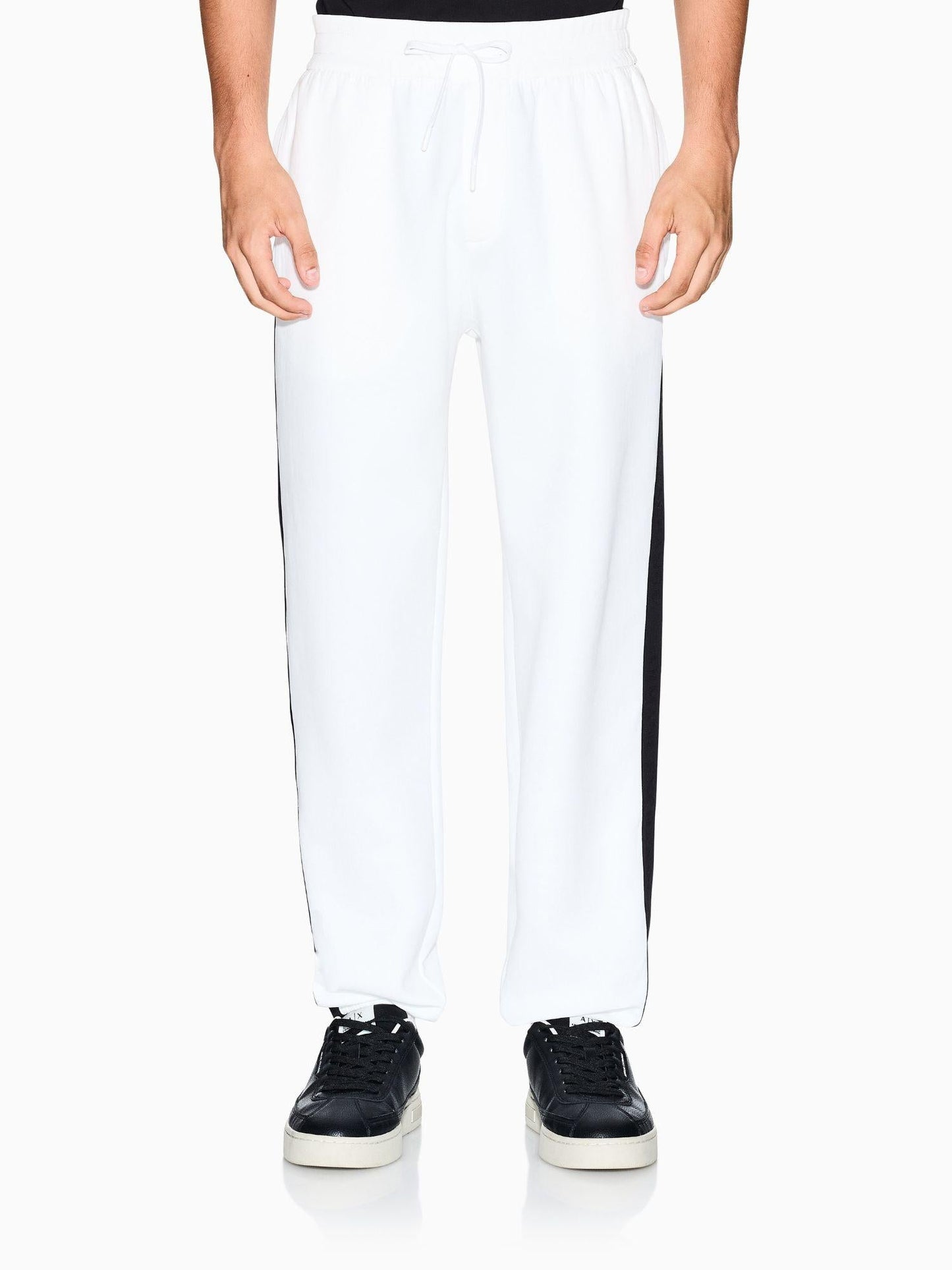 Armani Exchange Pantaloni Jogger Bande Logate Uomo Bianco
