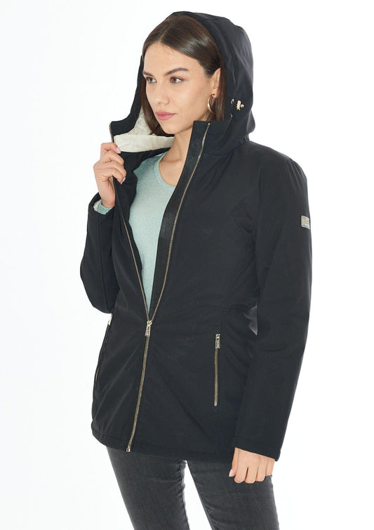 Yes Zee Cappotto Softshell con Cappuccio e Coulisse Donna Nero