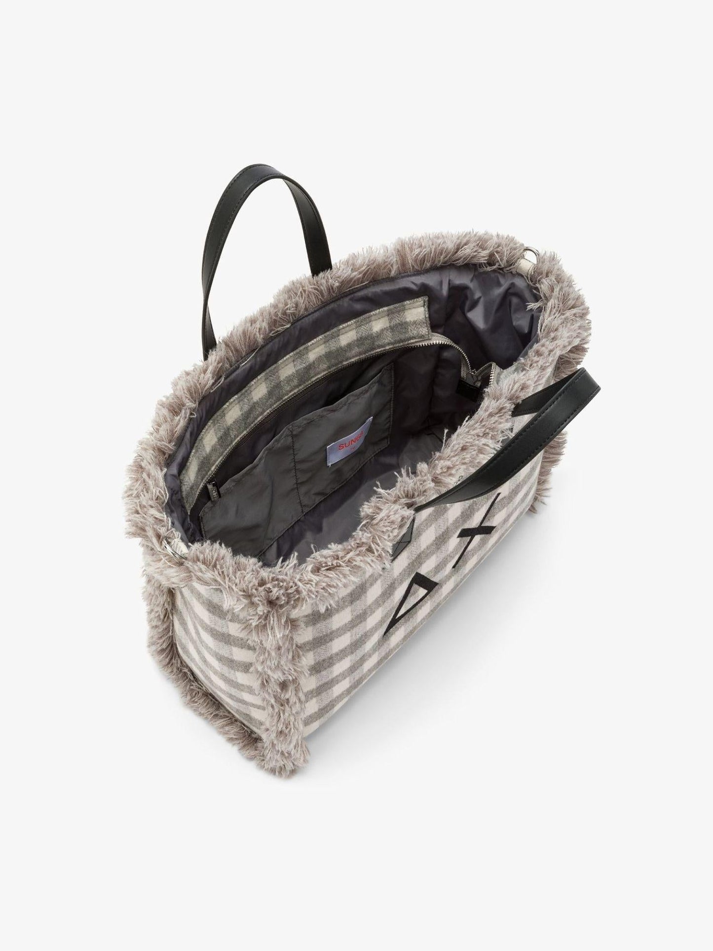 Sun68 Borsa Donna Cali Midi Tartan Grigio Medio