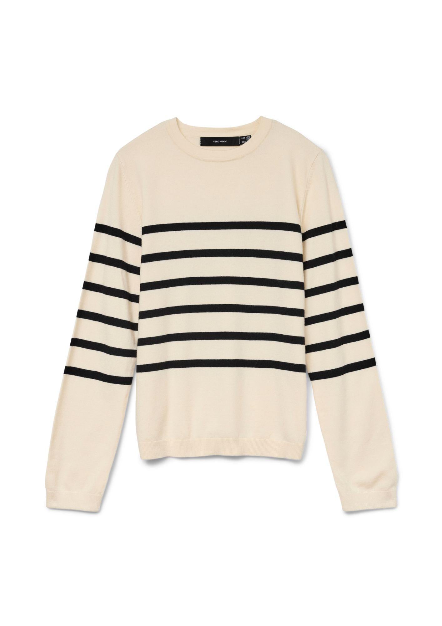 Vero Moda Maglione Donna Saba Bianco Panna A Righe Nere