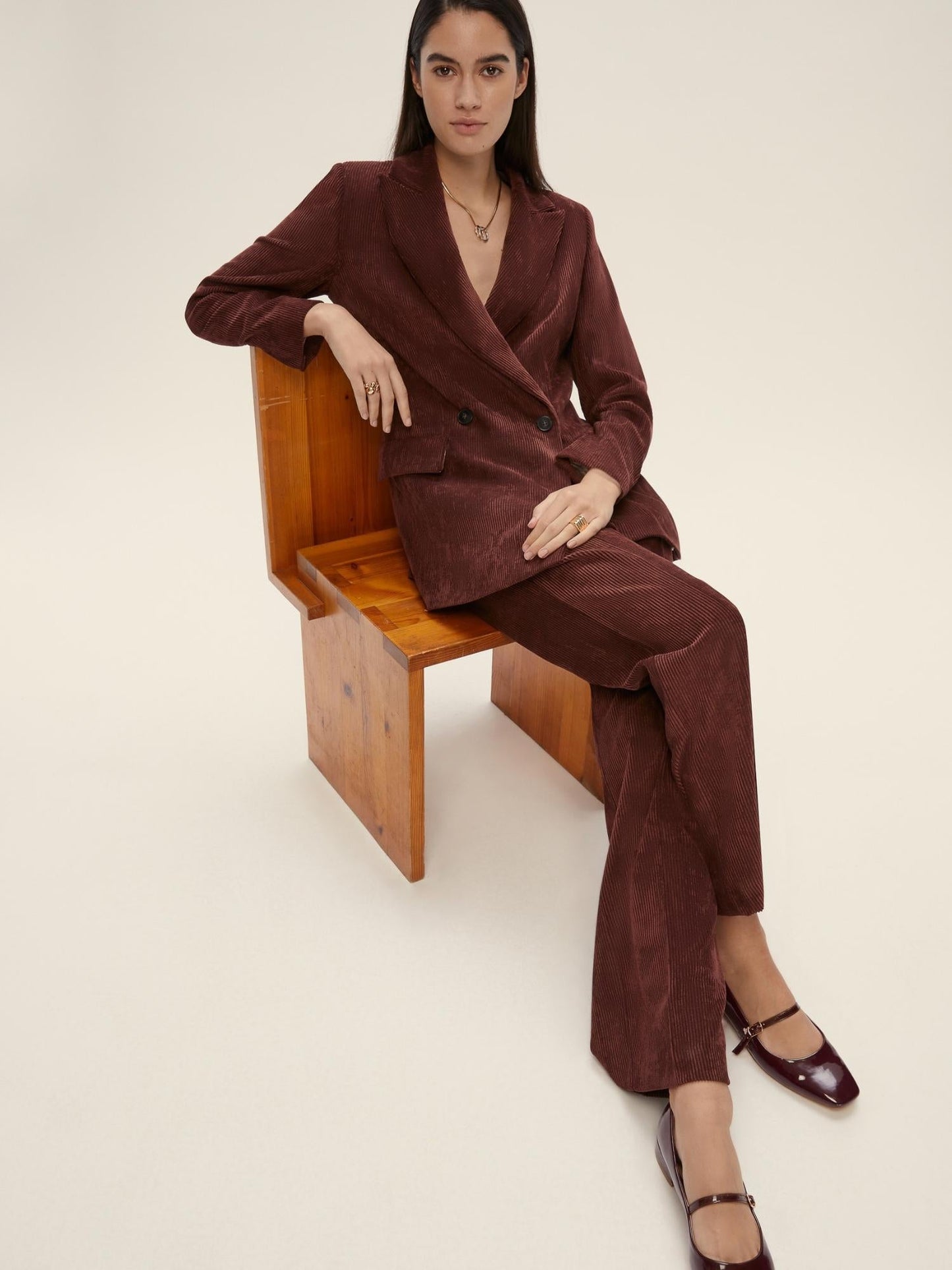 Emme Marella Pantalone dritto in velluto Donna Destino Bordeaux