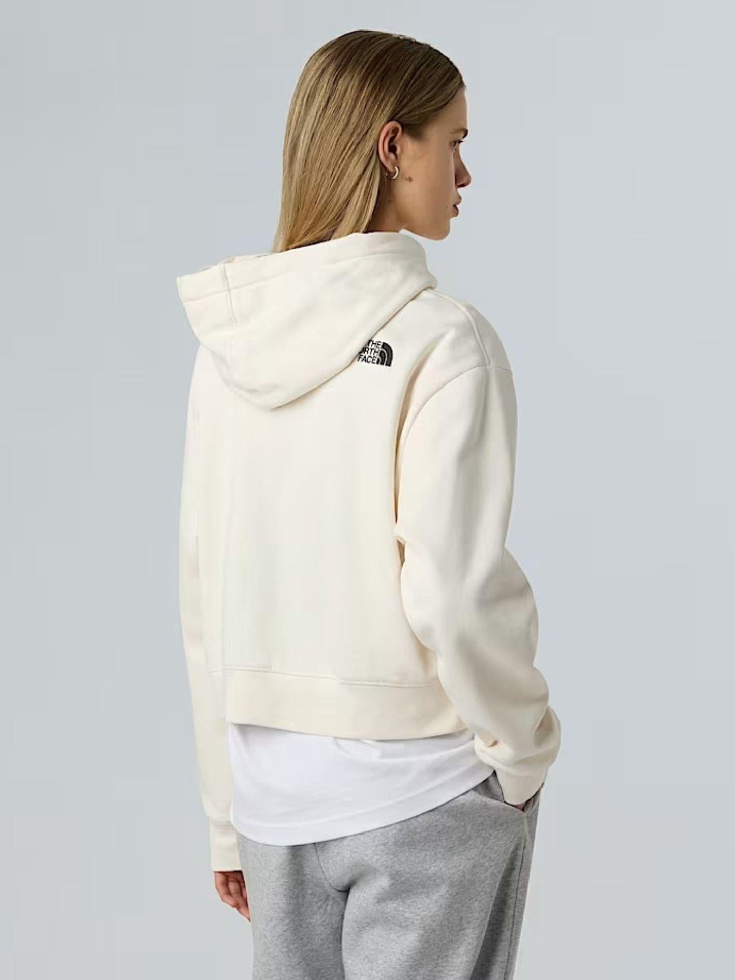 The North Face Felpa Donna Essential Corta In Vita Con Cappuccio Bianco Dune