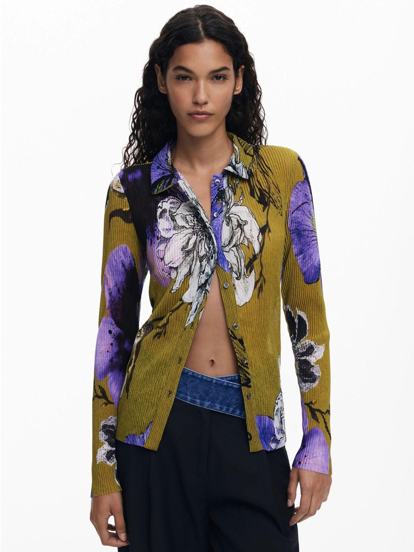 Desigual Maglietta abbottonata disegnata da Mr. Christian Lacroix Donna Verde