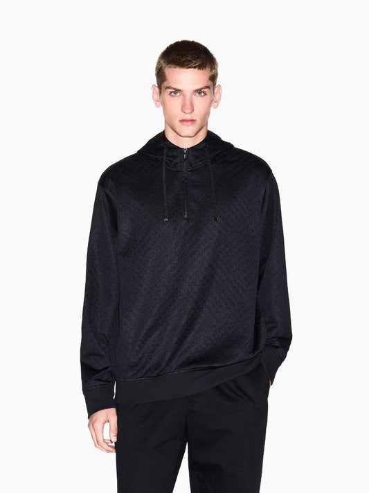 Armani Exchange Felpa Uomo con cappuccio micro texture Nero