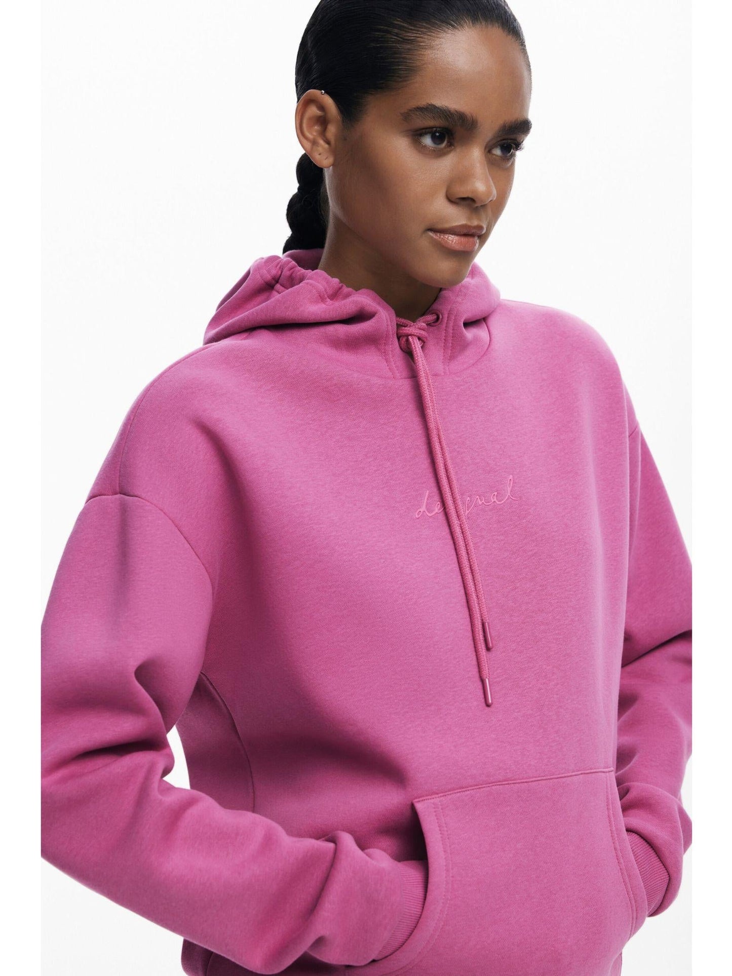 Desigual Felpa con cappuccio e logo Donna Rosa