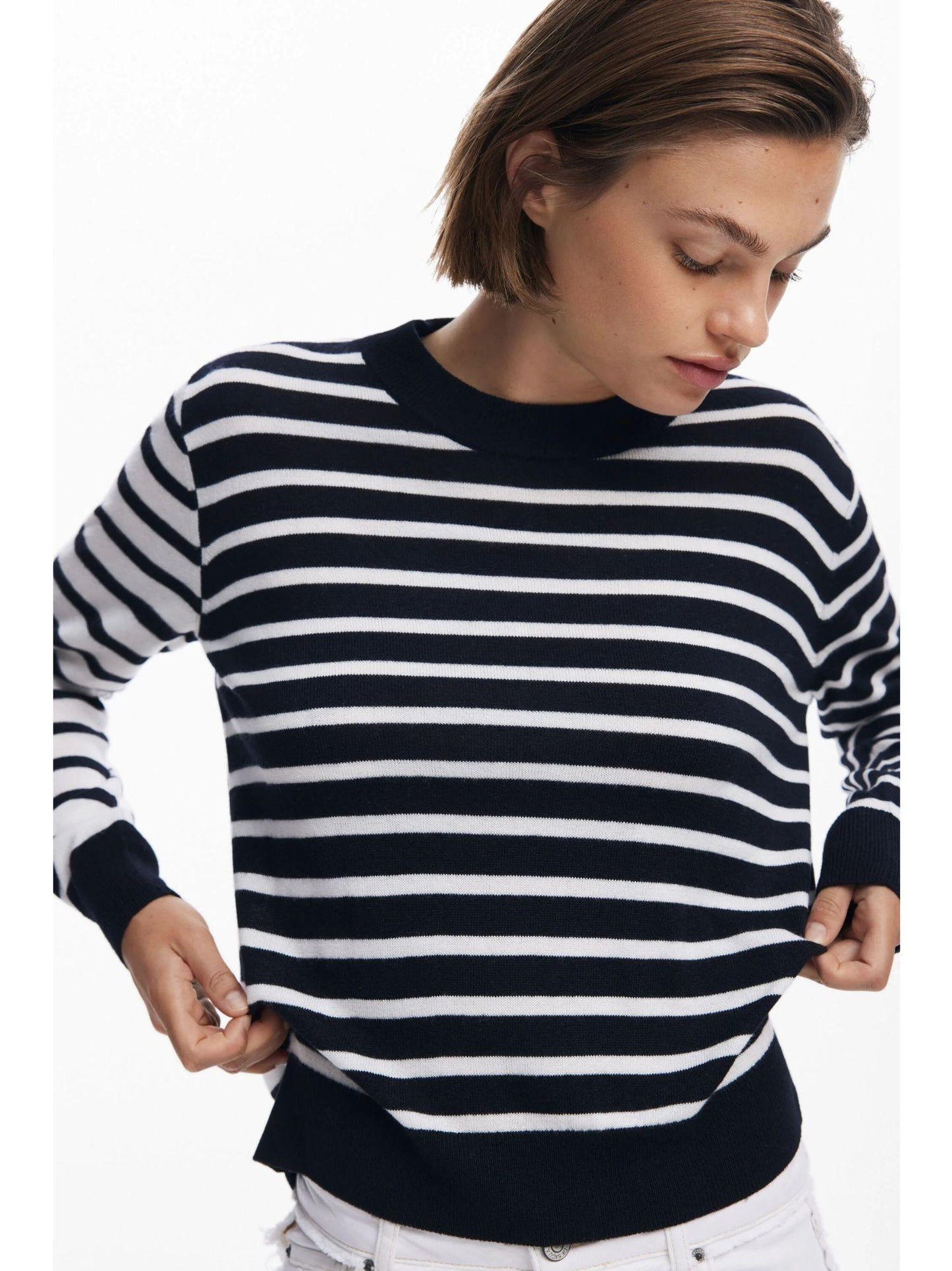 Desigual Maglione a righe orizzontali Donna Nero