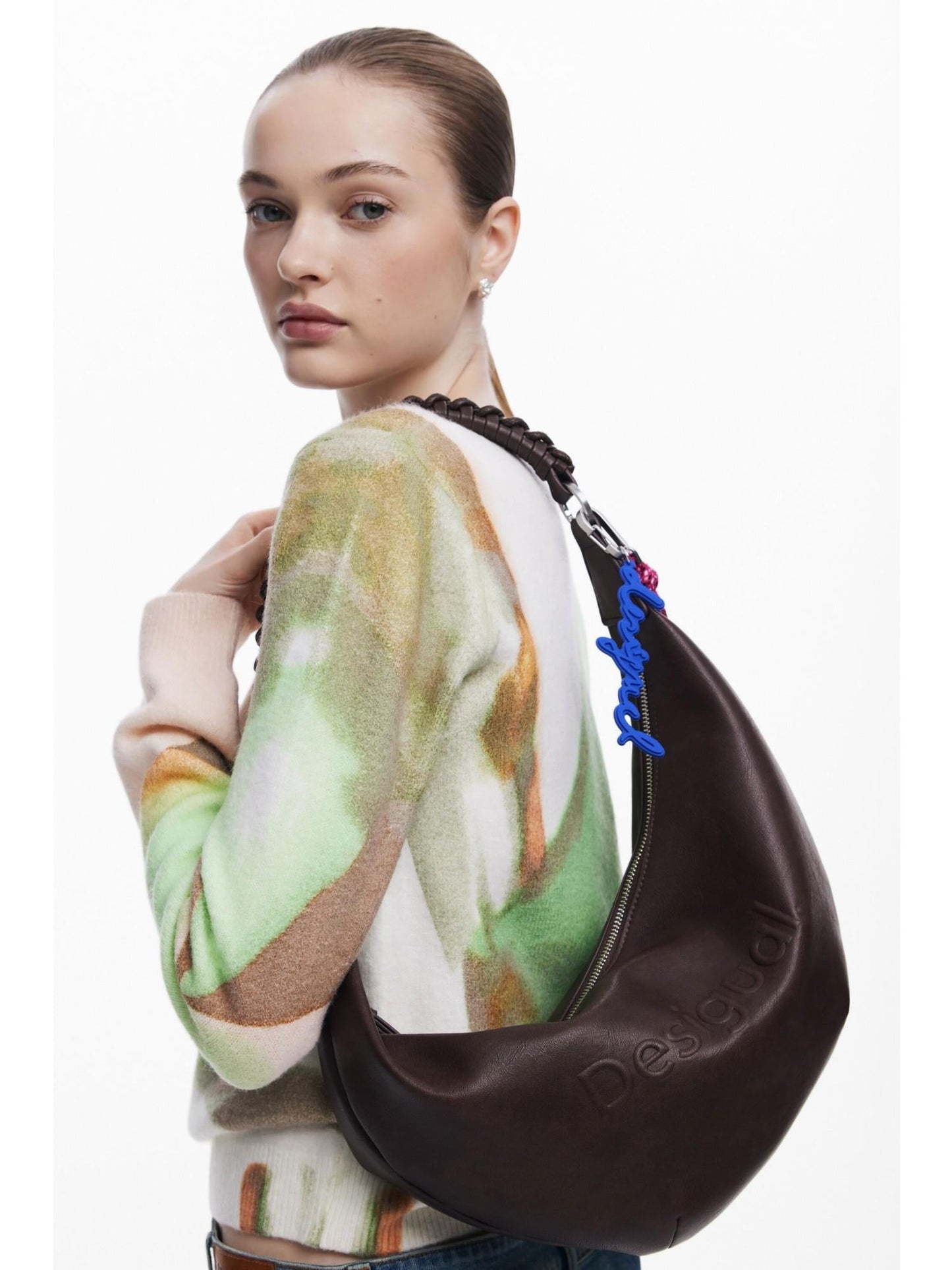 Desigual Borsa a tracolla media con logo 3D Donna Marrone