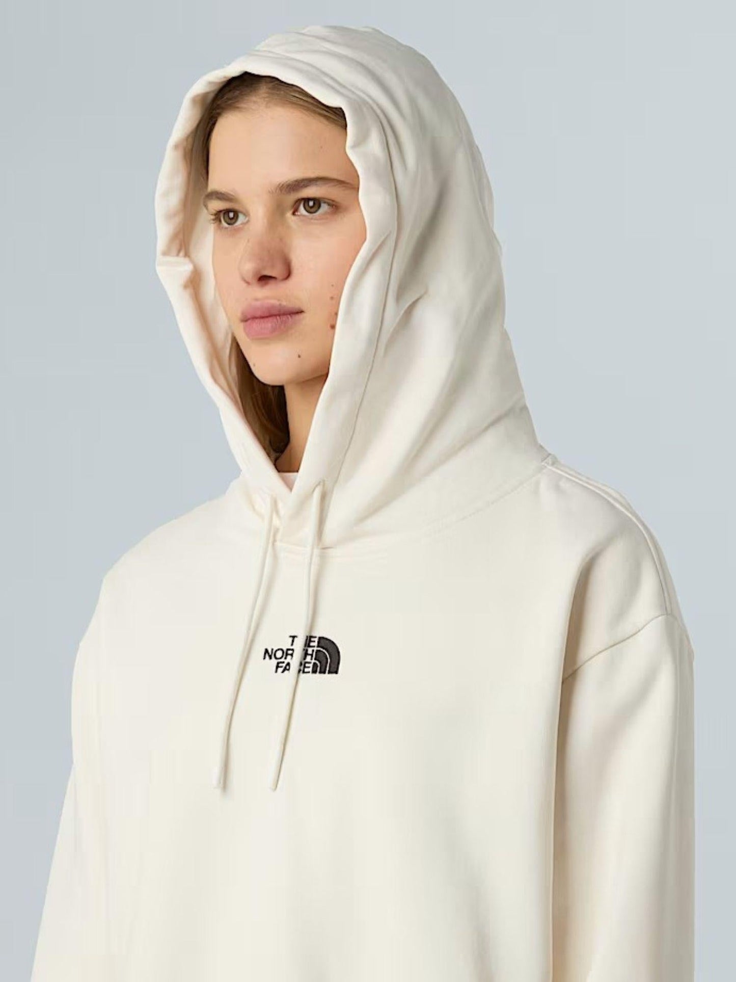 The North Face Felpa Donna Essential Corta In Vita Con Cappuccio Bianco Dune