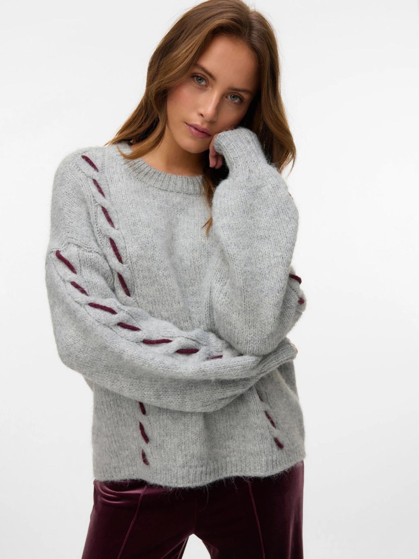 Vero Moda Maglione Donna Ilina Light Grey Melange