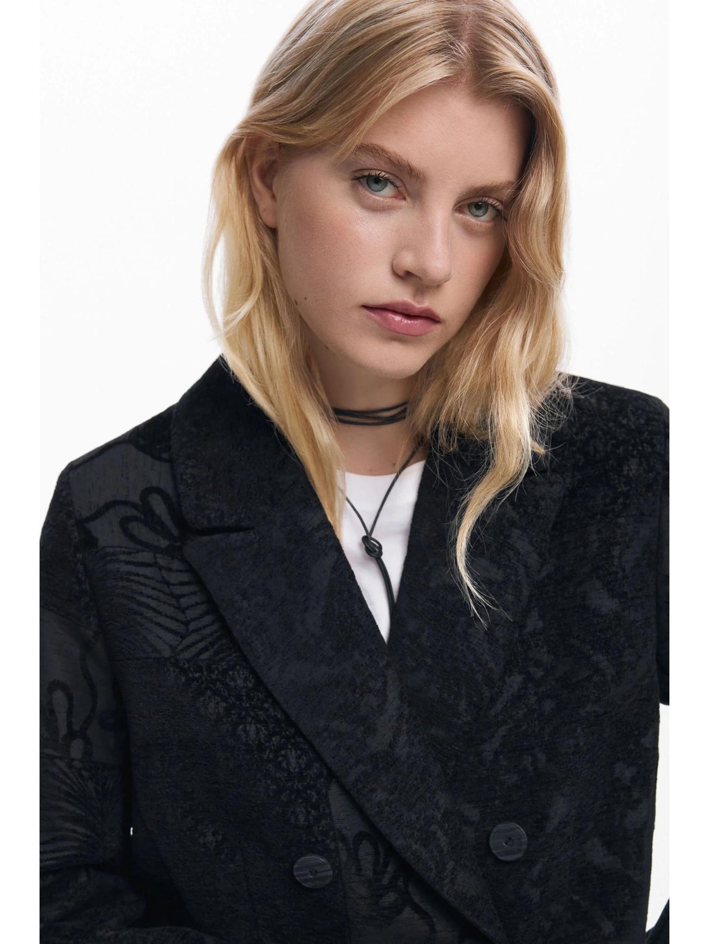 Desigual Cappotto nero a trama Donna