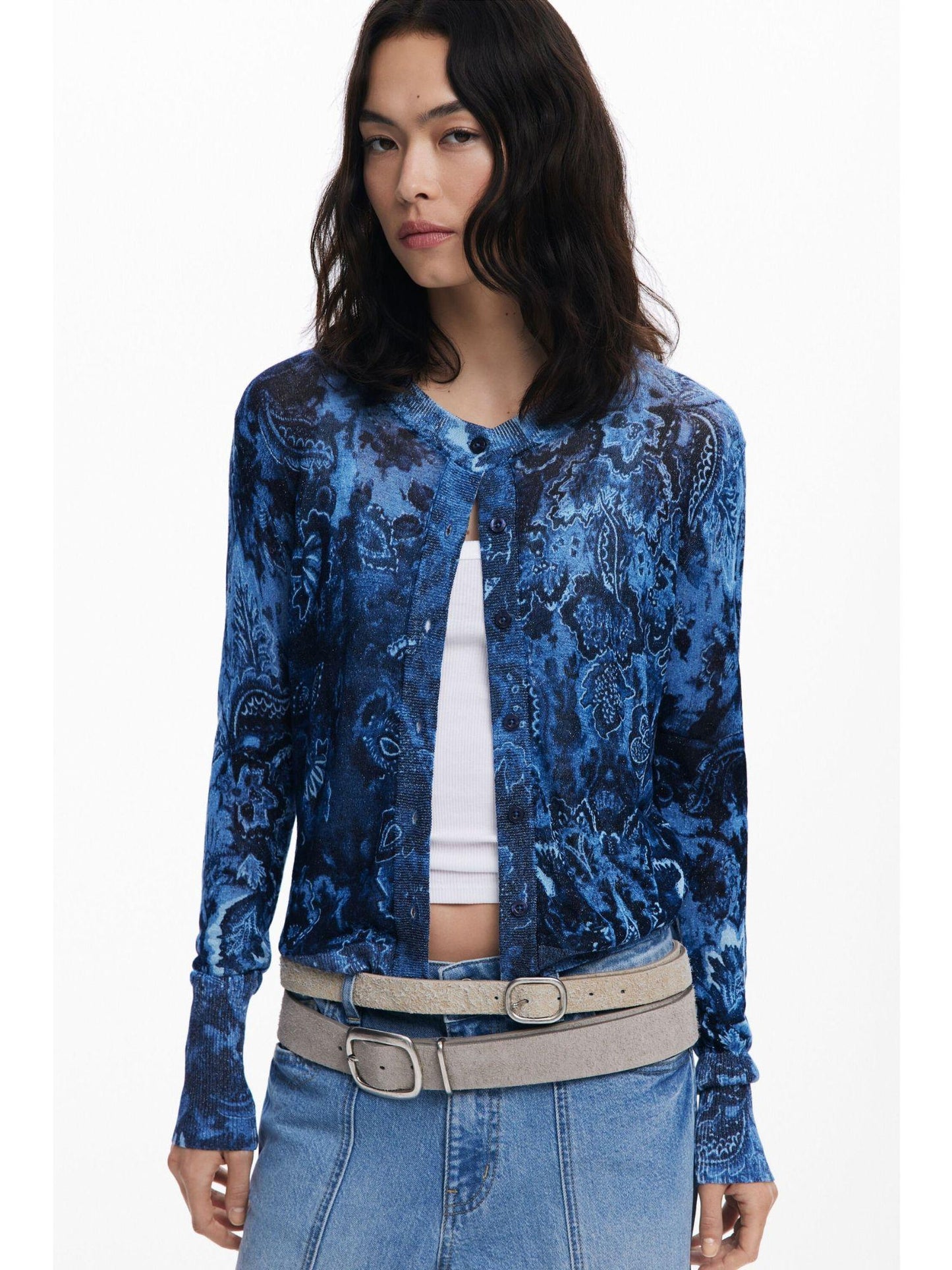 Desigual Maglione con bottoni brillante Donna Blu