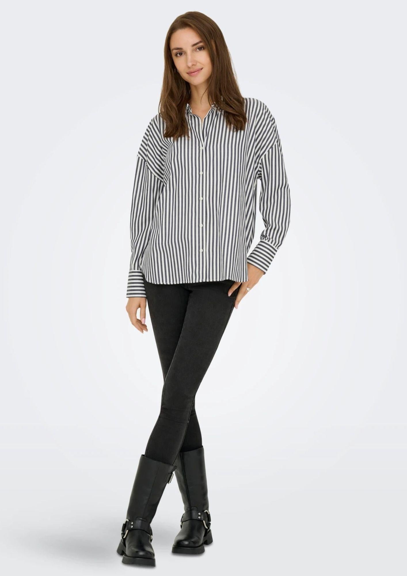 Jacqueline De Yong Camicia Donna Vesper Bianca A Righe