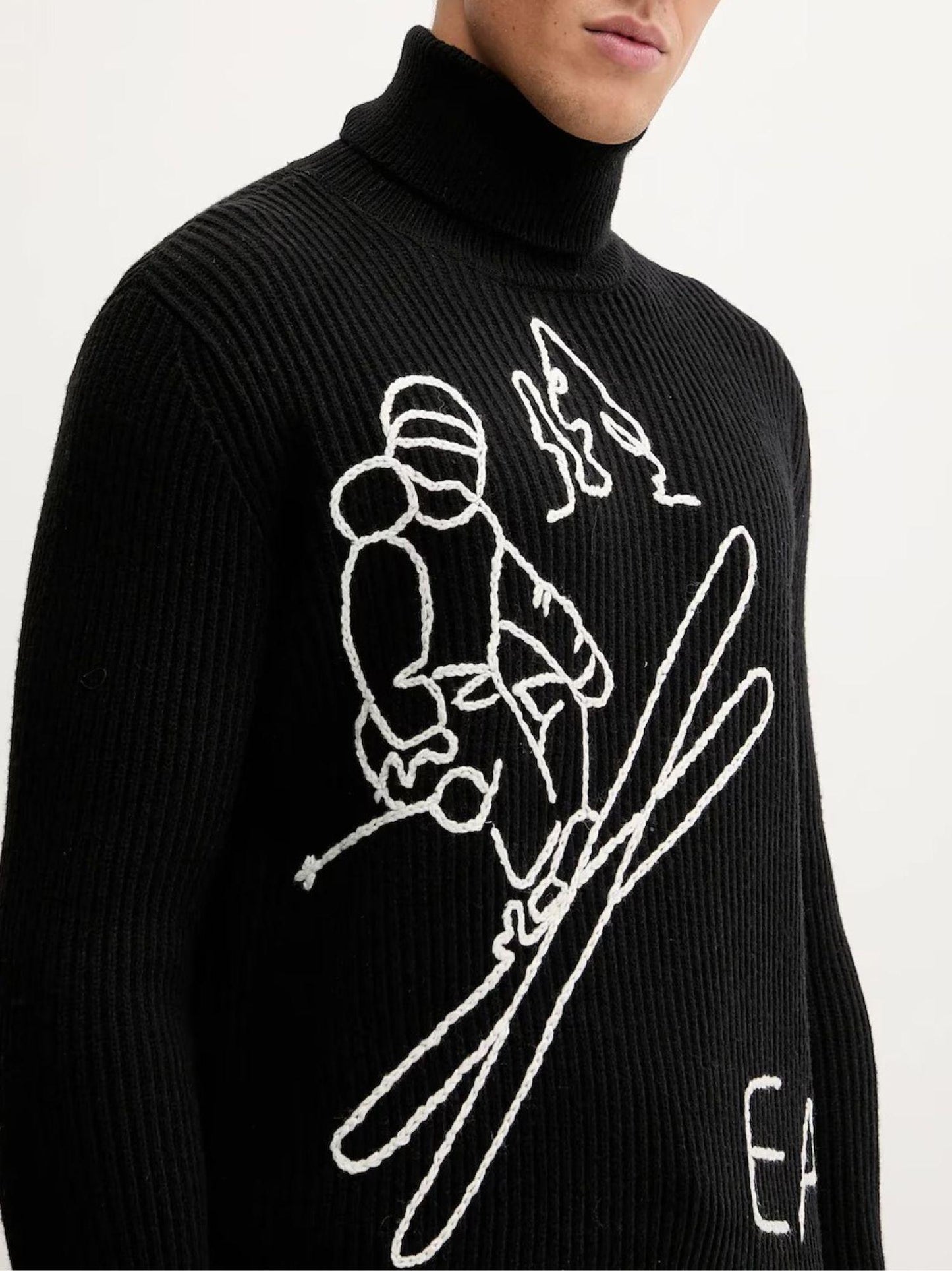 EA7 Emporio Armani Maglione Uomo Dolcevita Nero Regular Fit