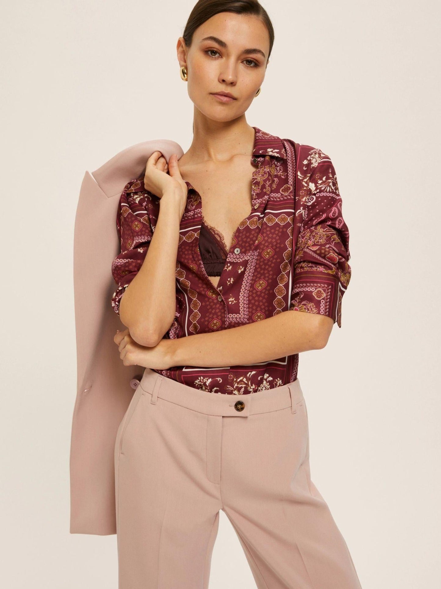 Emme Marella Camicia in twill di viscosa stampata Donna Brunico Bordeaux