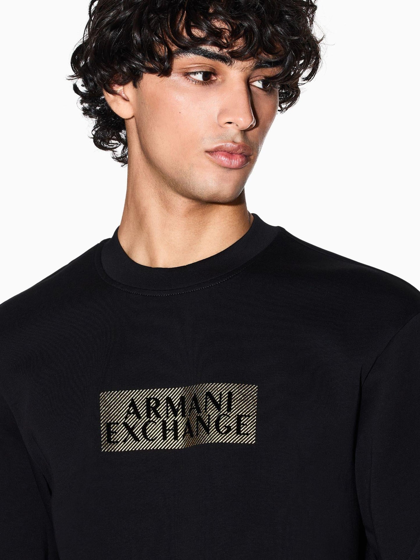 Armani Exchange Felpa Uomo Nera Girocollo in Cotone