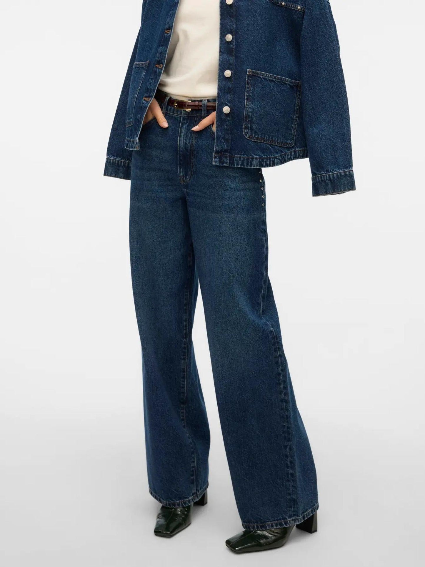 Vero Moda Jeans Donna Rae Wide Fit Dark Blue Denim