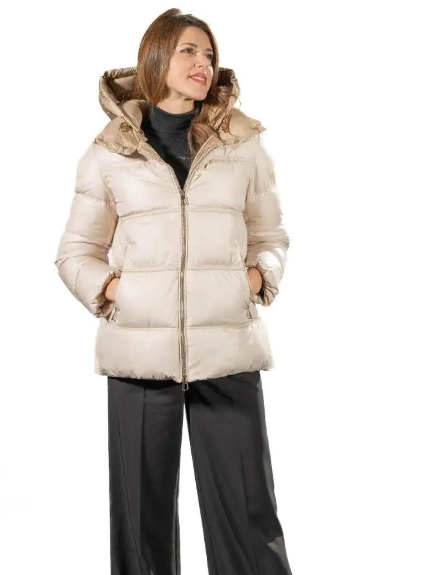 Satinette Giacca Invernale Corta Donna Beige