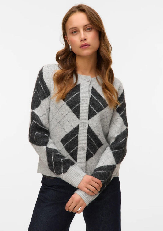 Vero Moda Cardigan Donna Dae Grigio Chiaro Dettaglia Grigio scuro