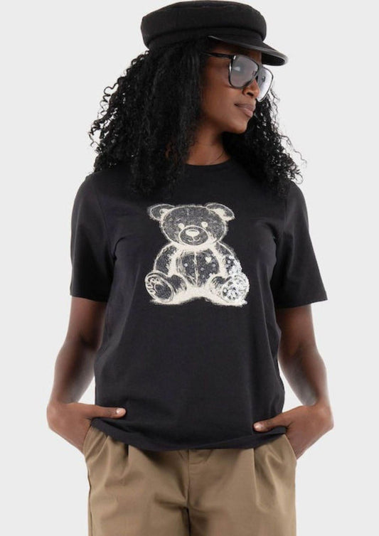Jacqueline De Yong T-Shirt Donna Bibbi Nera