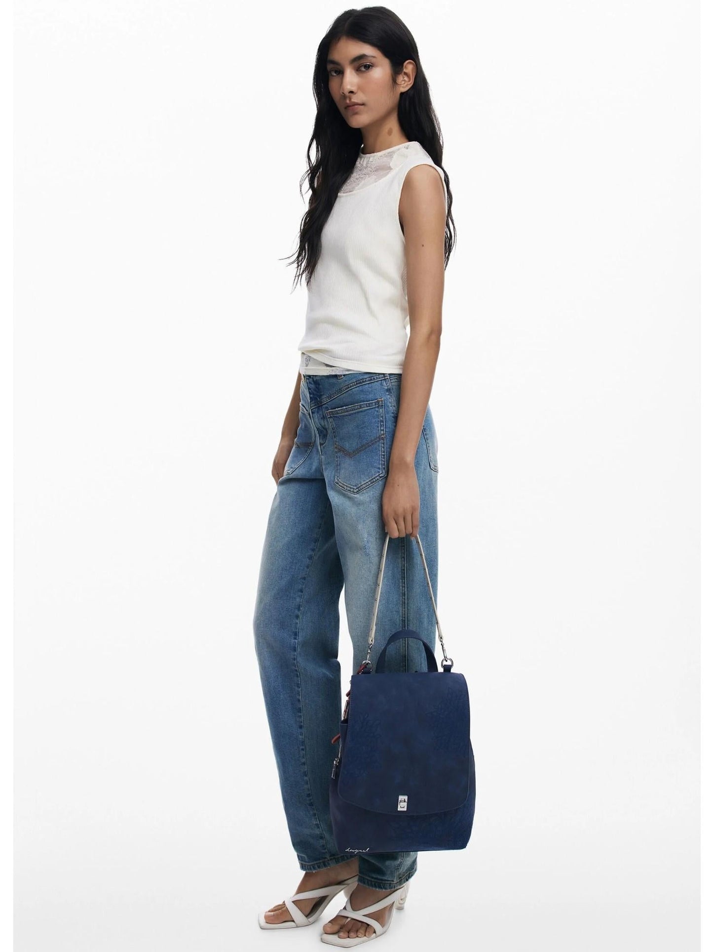 Desigual Zaino con patta piccola incisa Donna Blu