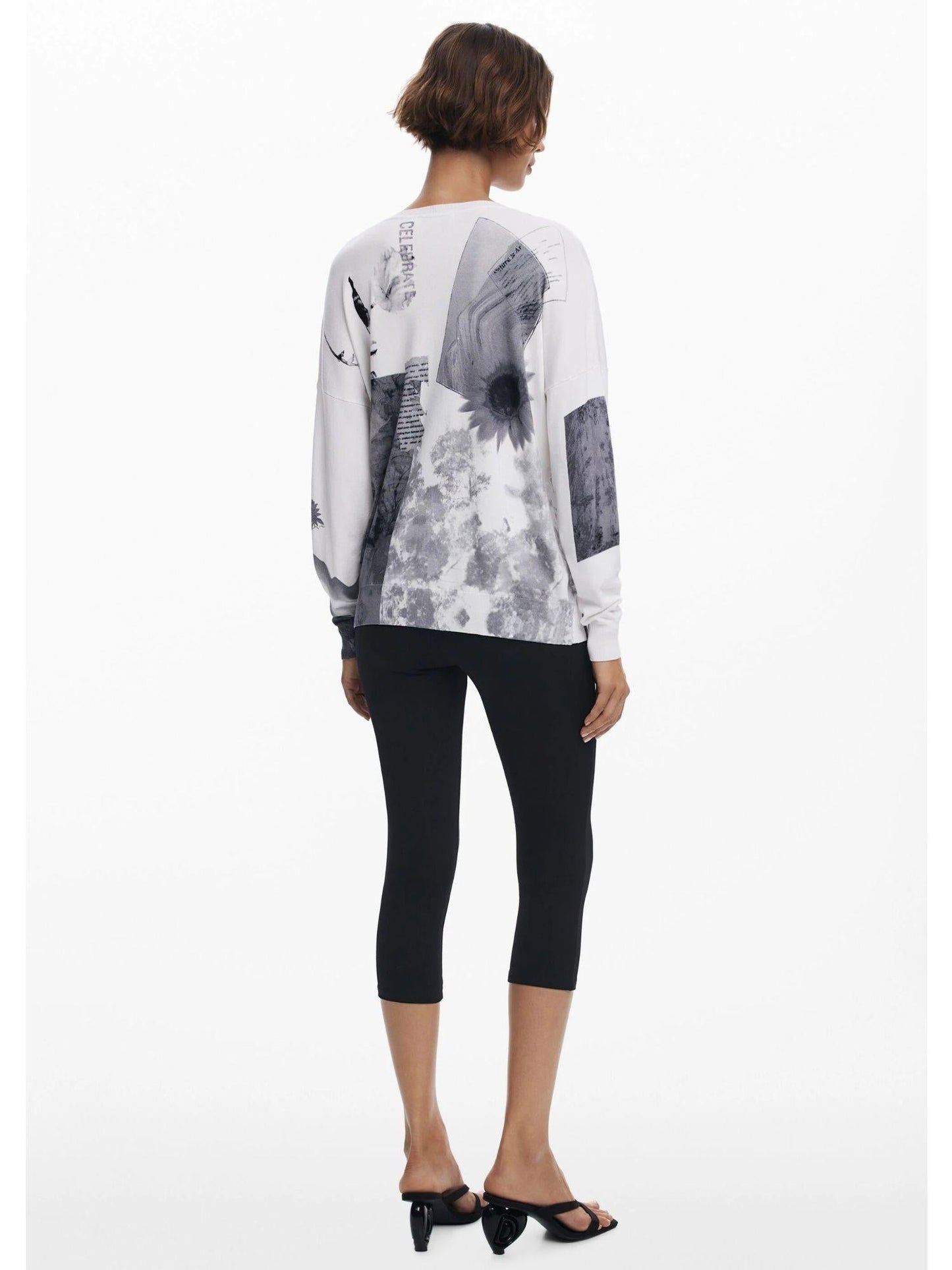 Desigual Maglione sottile collage Donna Bianco