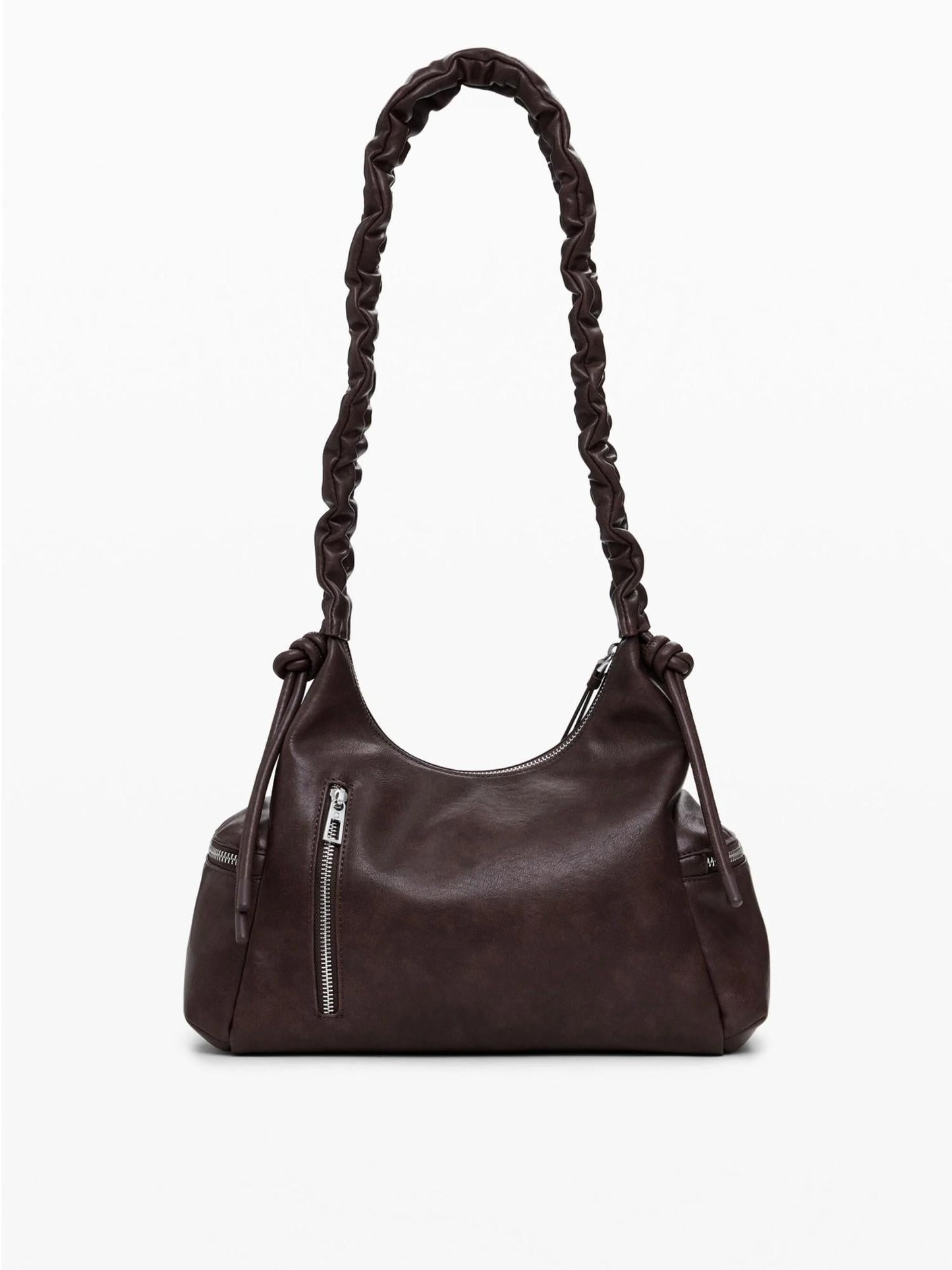 Desigual Borsa logo 3D con manico arricciato media Donna Marrone