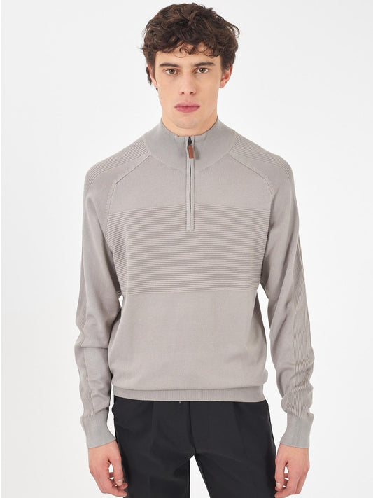 Yes Zee Maglia Lupetto con mezza zip Uomo Grigio chiaro