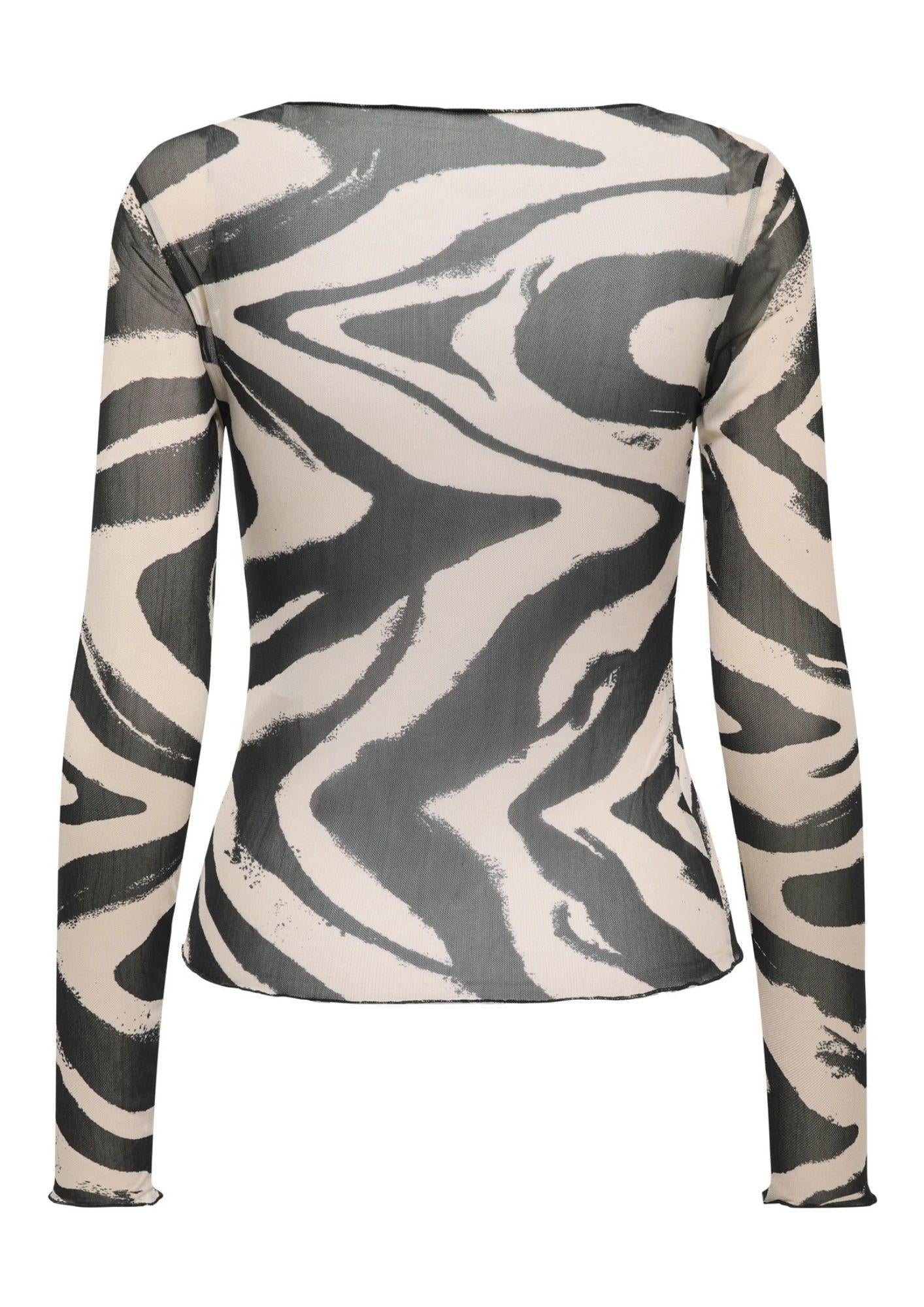 Jacqueline De Yong Top Donna Elsa Grigio e Bianco Animalier