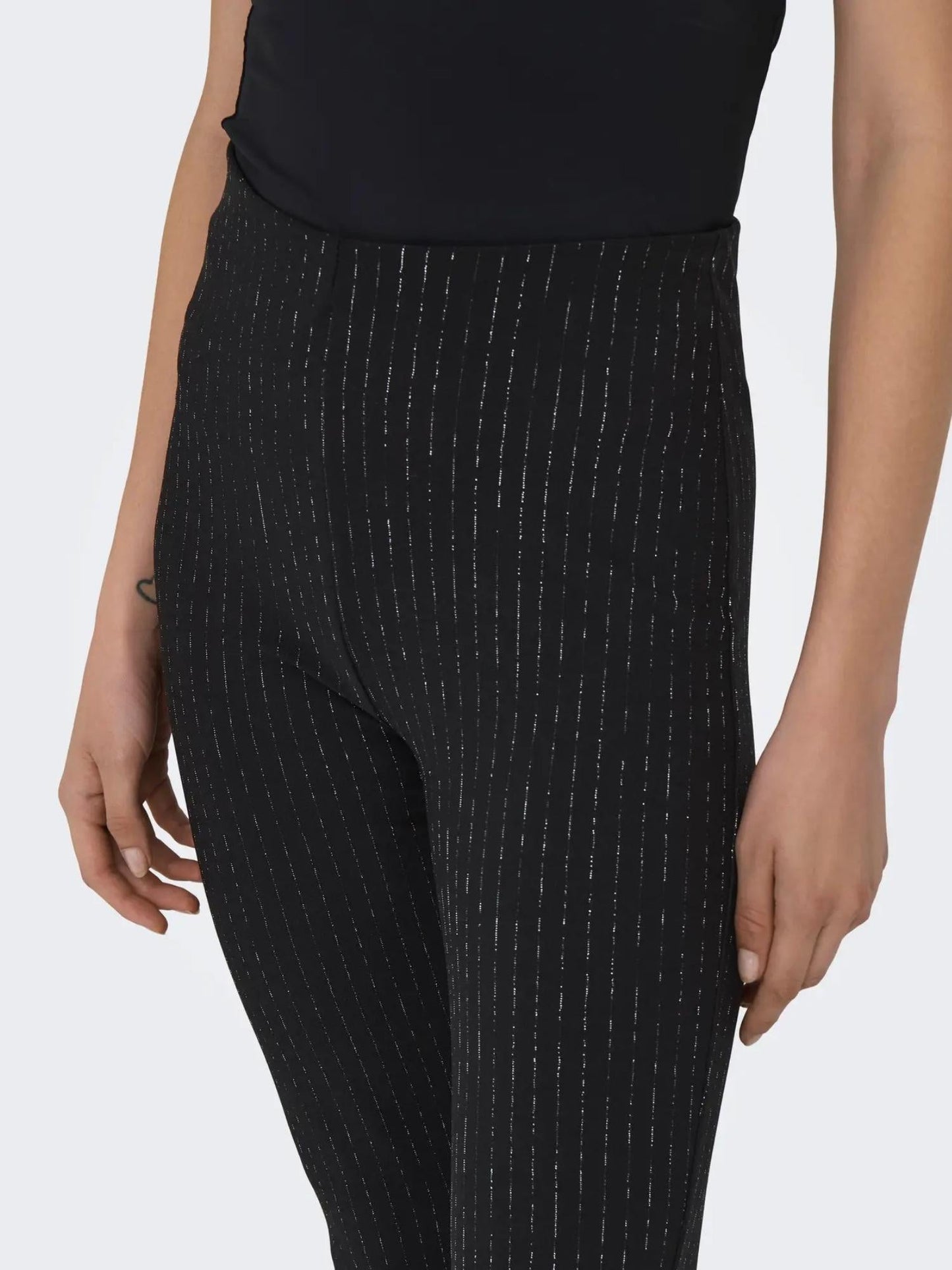 Only Pantalone Donna Lisa Nero Silver Glitter