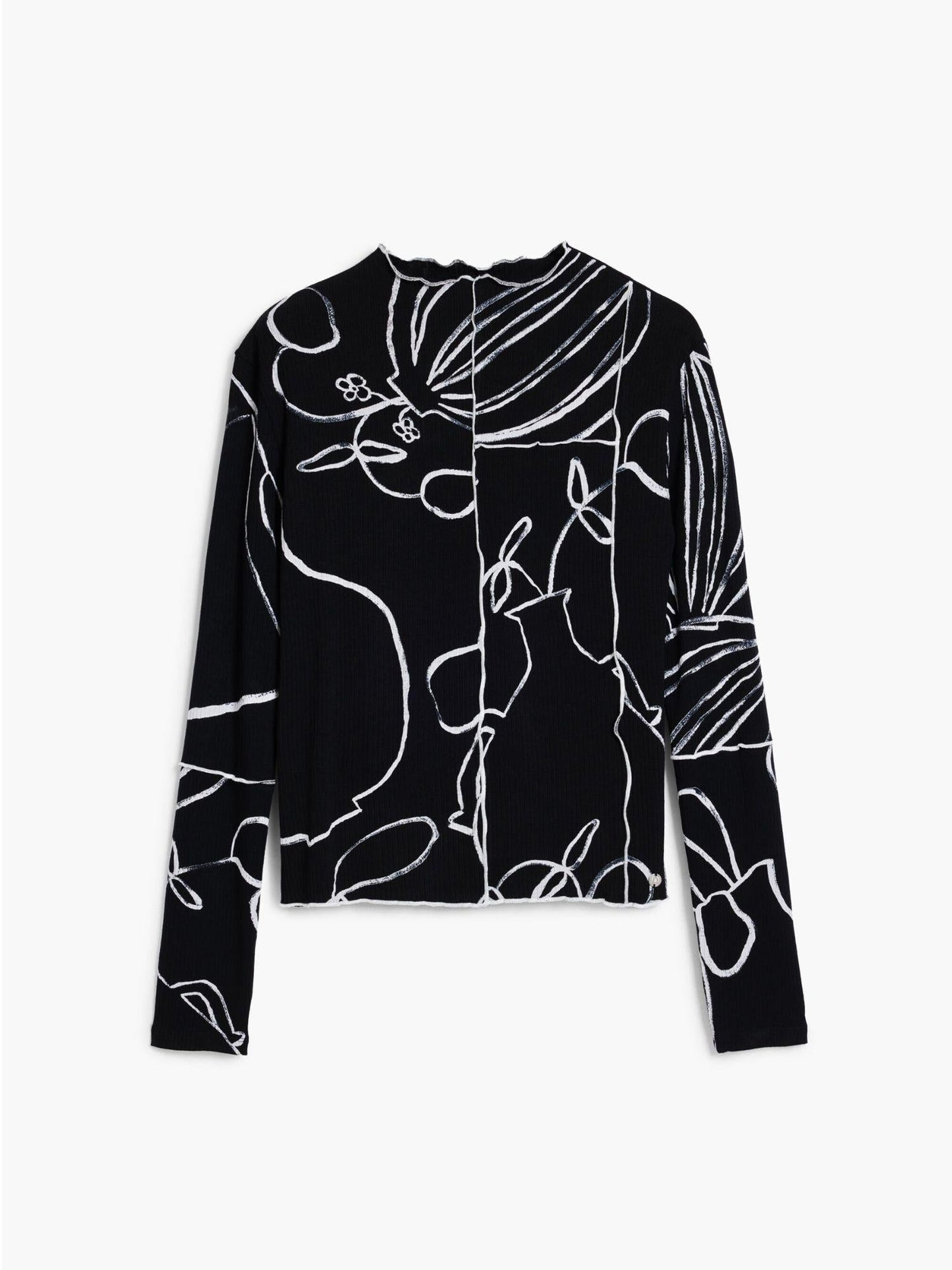 Desigual Maglietta silhouette vasi Donna Nero