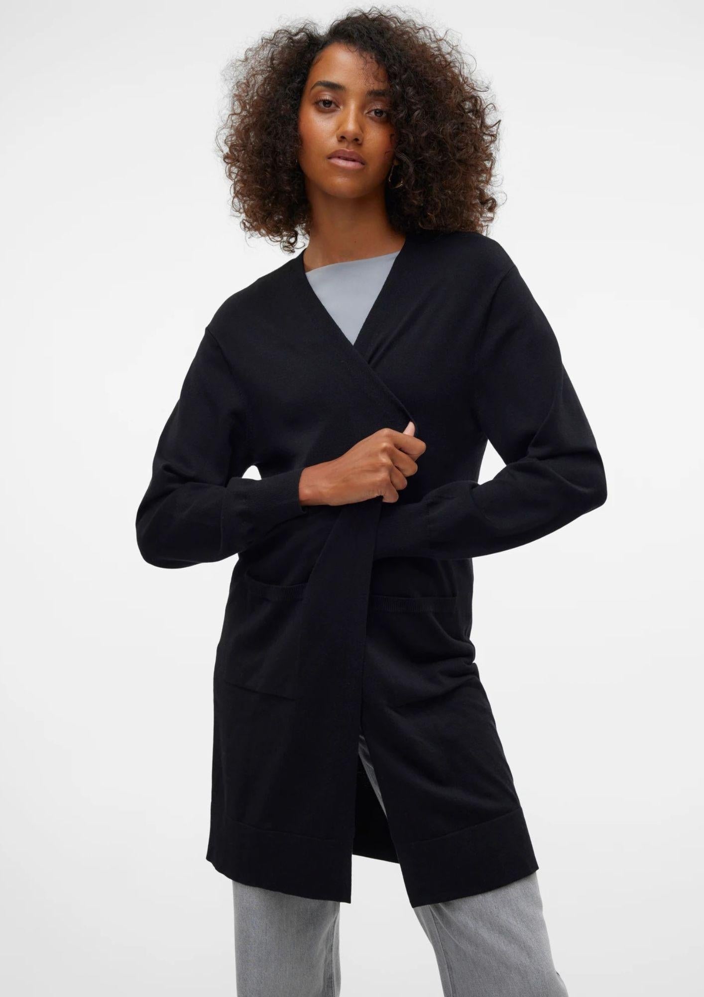 Vero Moda Cardigan Lungo Donna Silje Nero